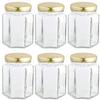 Rudra Villa -Pack of (6) Hexagon Shape Glass Jar and Container (500 ml) with Rust Proof Air Tight Lid view 1