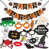 WOBBOX Halloween Party Prop Photo Booth Props DIY Kit with Bunting Banner for Party Supplies Featuring Boo Pumpkin Ghost Halloween Decorations Photo Booth Props (Combo YU) view 1