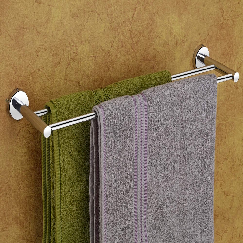 iSTAR Stainless Steel Two Rod Towel Bar Towel Holder | Towel Stand | Towel Hanger | Towel Rod | Towel Bar for Bathroom and Kitchen (Pack of 1)