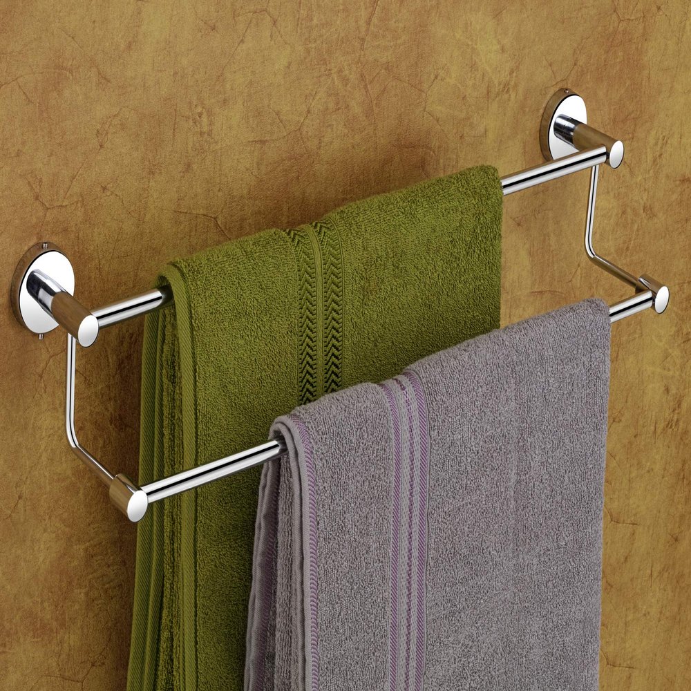 iSTAR Stainless Steel Two Rod Towel Bar With Chrome Finish Towel Holder/Towel Stand/Towel Hanger/Towel Rod/Towel Bar For Bathroom And Kitchen (Silver)