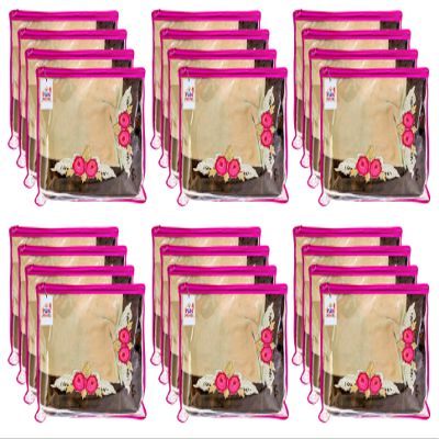 Fun Homes Non Woven 24 Pieces Single Packing Saree Cover Set (Pink), 360 MM, 10 MM