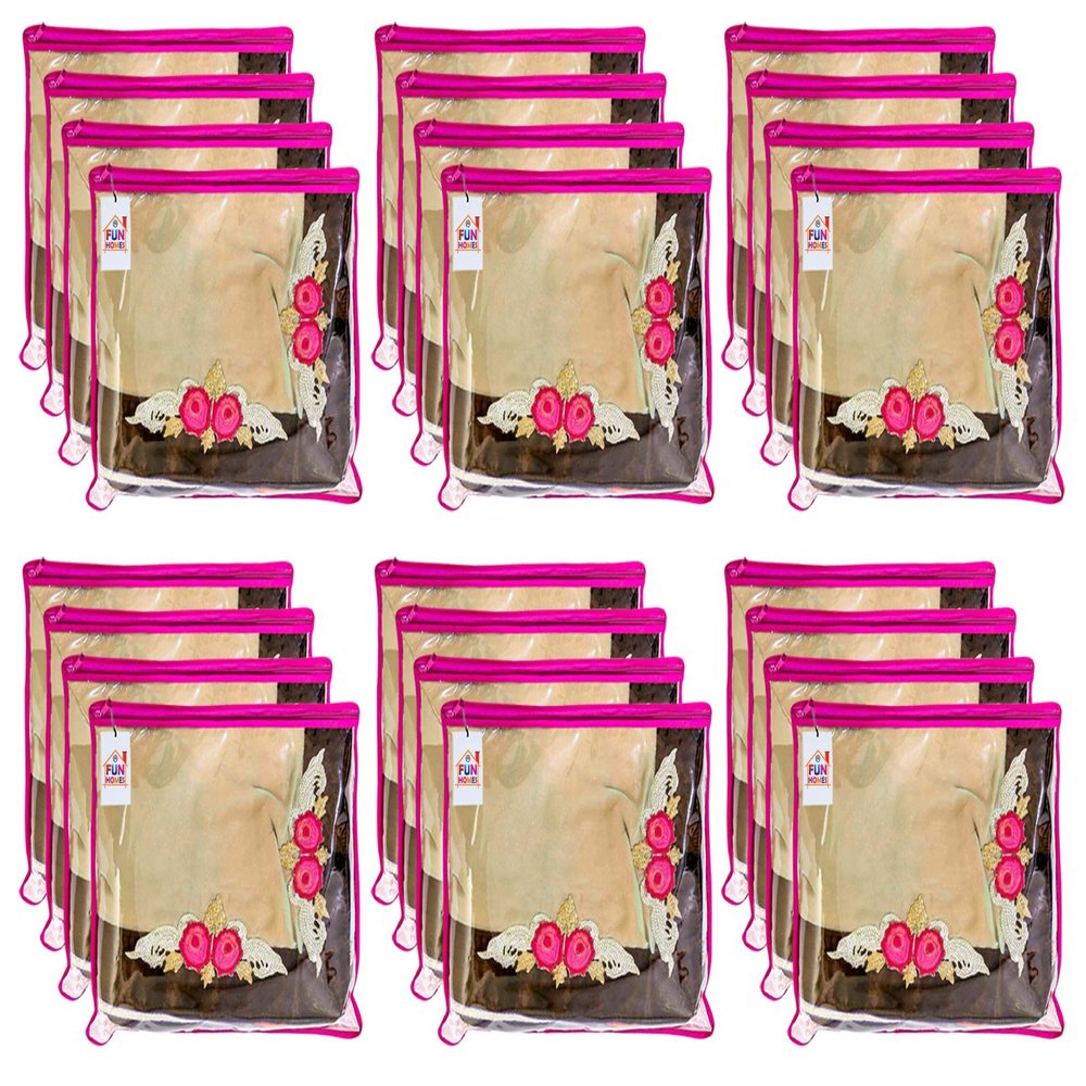 Fun Homes Non Woven 24 Pieces Single Packing Saree Cover Set (Pink), 360 MM, 10 MM