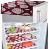 Fun Homes PVC Flower Design 3 Pieces Fridge Mats and 1 Fridge Top Cover (Maroon) view 1
