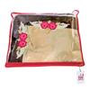 Fun Homes 24 Pieces Transparent Non Woven Single Saree Cover Bag with Zip | Floral Embroidery Saree Organiser for Wardrobe | Cloth Storage Bags | Daily Use Saree Covers for Storage | Fun0139 | Red view 2
