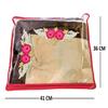 Fun Homes 24 Pieces Transparent Non Woven Single Saree Cover Bag with Zip | Floral Embroidery Saree Organiser for Wardrobe | Cloth Storage Bags | Daily Use Saree Covers for Storage | Fun0139 | Red view 4