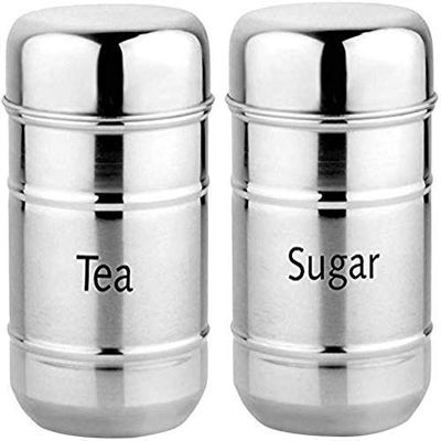 Sameer Sales Stainless Steel Container Set | Storage Jars for Tea and Sugar (Pack of 2, Tea & Sugar Container)