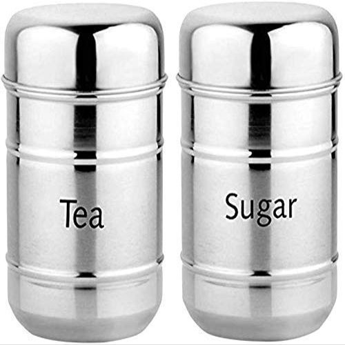 Sameer Sales Stainless Steel Container Set | Storage Jars for Tea and Sugar (Pack of 2, Tea & Sugar Container)