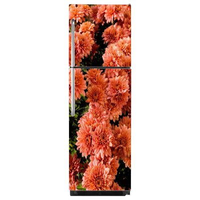 Delight Decor Orange Flower Fridge Sticker | Wall Sticker for Living Room/Bedroom/Office and All Decorative Stickers
