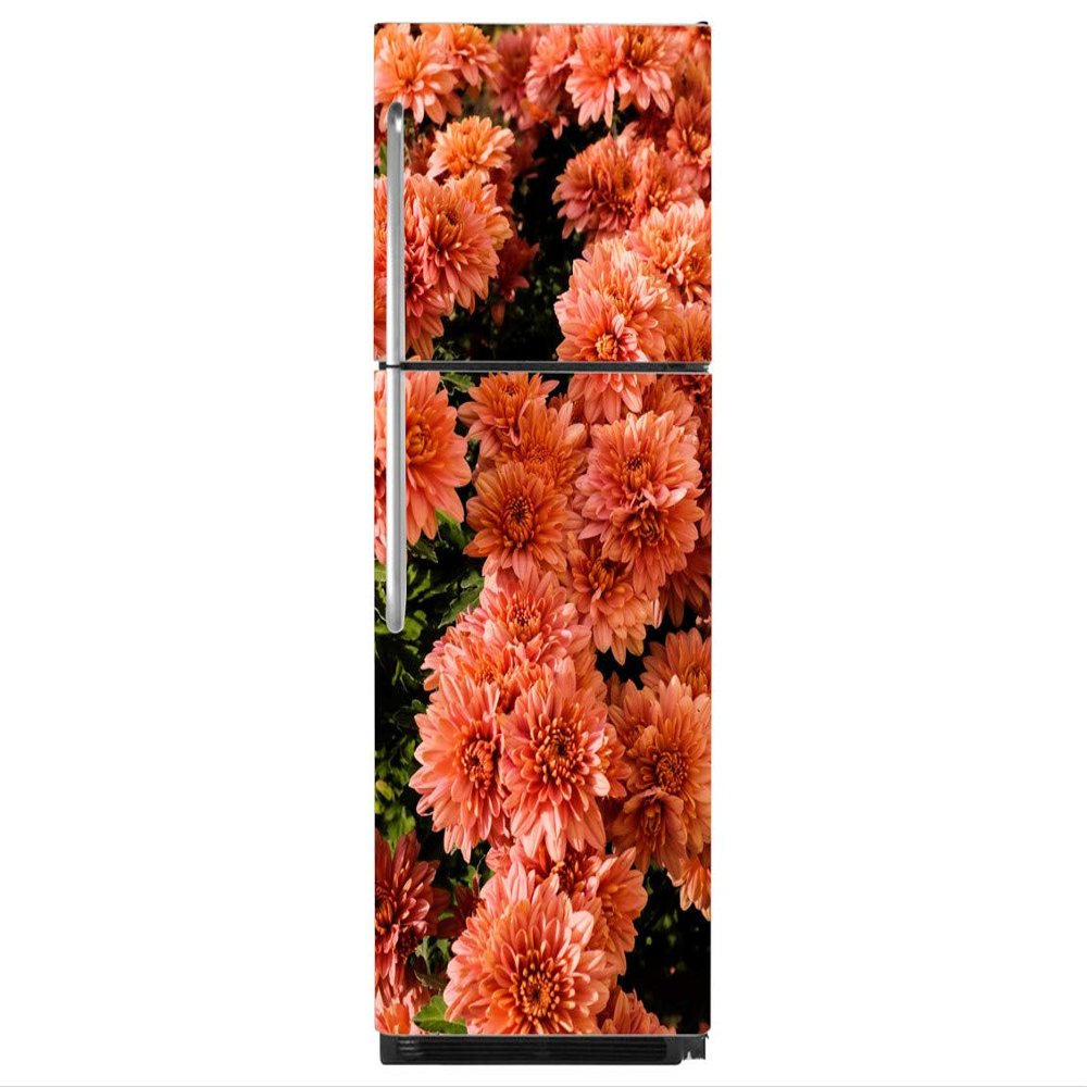 Delight Decor Orange Flower Fridge Sticker | Wall Sticker for Living Room/Bedroom/Office and All Decorative Stickers