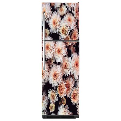Delight Decor White & Orange Flower Fridge Sticker | Wall Sticker for Living Room/Bedroom/Office and All Decorative Stickers