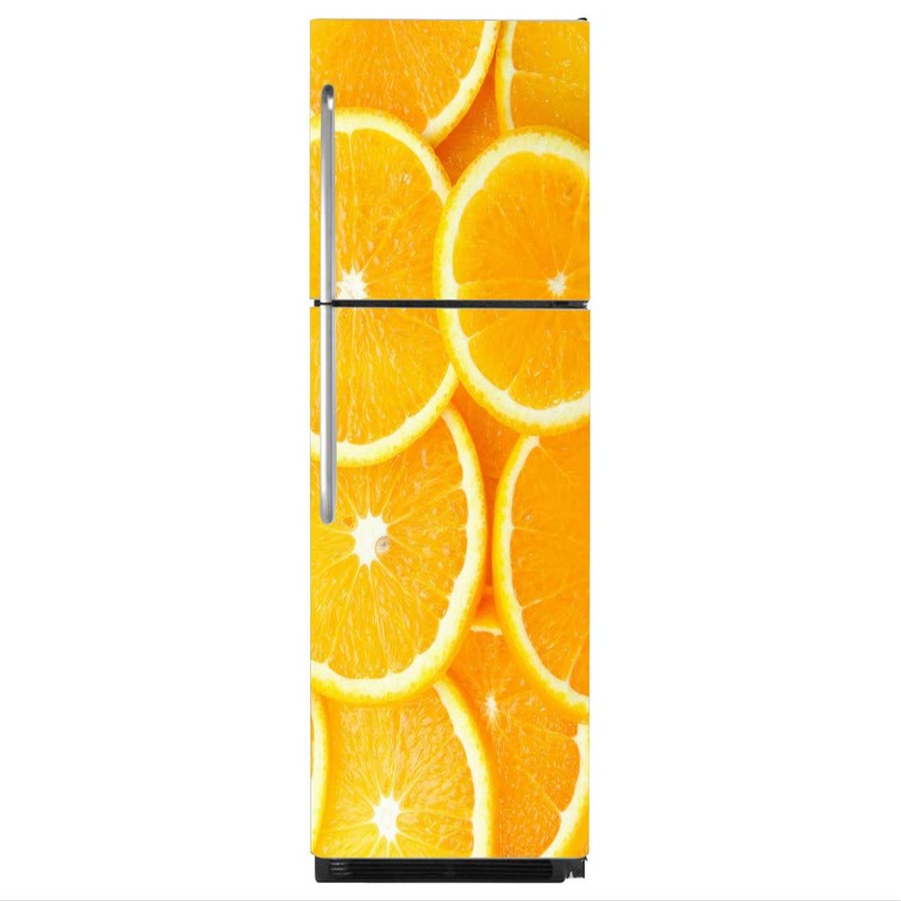 Delight Decor Orange Slice Fridge Sticker | Wall Sticker for Living Room/Bedroom/Office and All Decorative Stickers