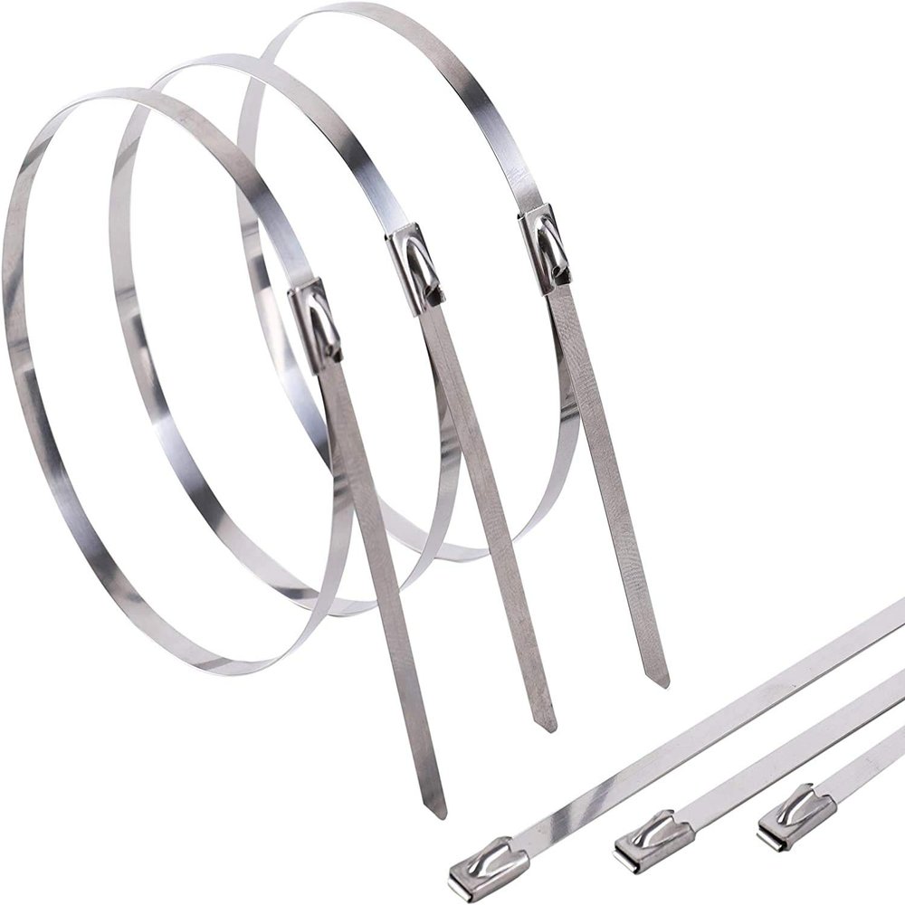 ADD GEAR Stainless Steel (316) Self-Locking Cable Zip Ties Exhaust Wrap Multi-Purpose DIY Locking Cable Metal Zip Ties - (360 mm / 14 inches) (10)