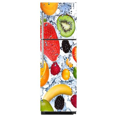 Delight Decor Fruits & Water Fridge Sticker | Wall Sticker for Living Room/Bedroom/Office and All Decorative Stickers