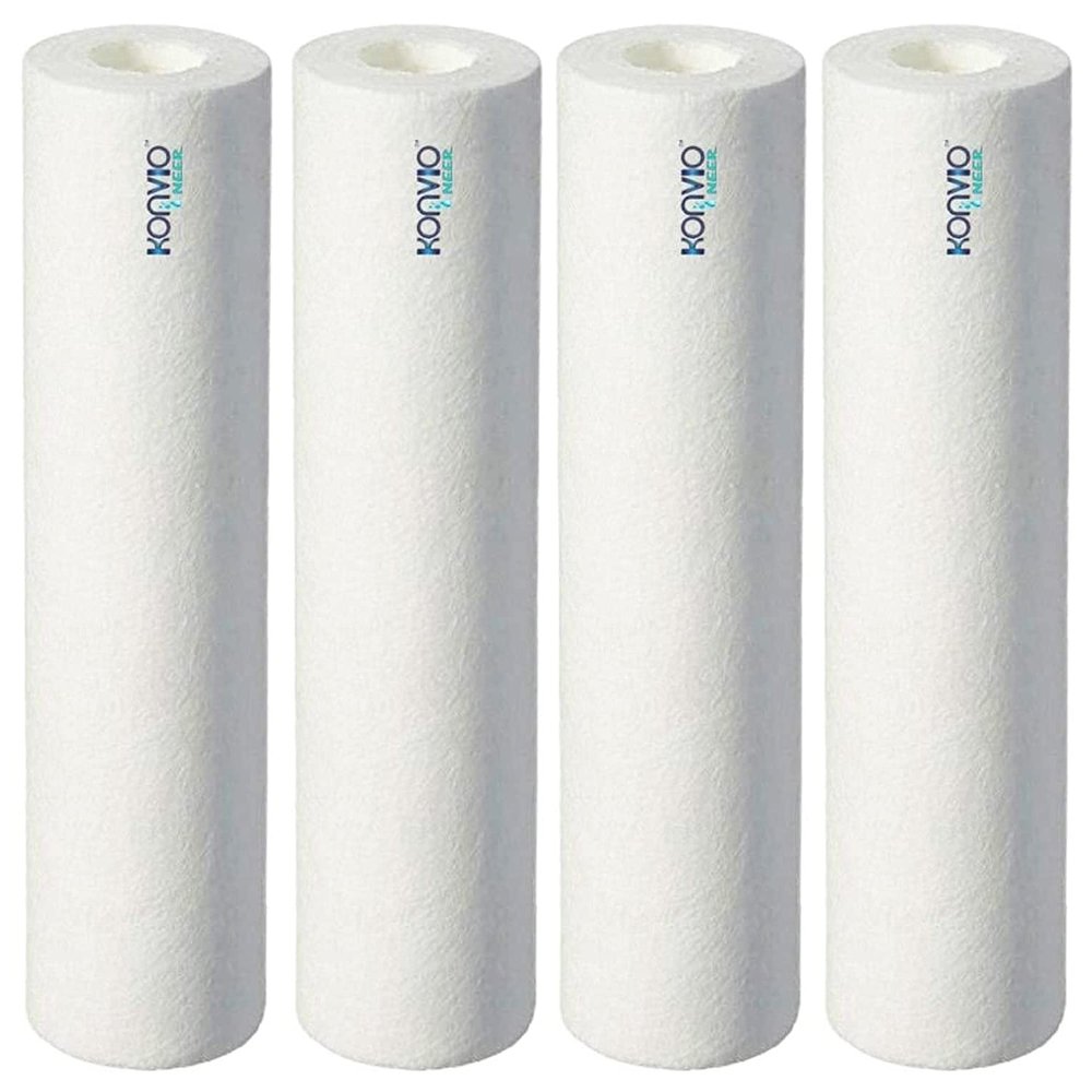 KONVIO NEER 10 Inch High Density Spun Pre-Filter (5 Micron PP Spun) Cartridge Compatible for 10 Inch Pre-Filter Housing of All Water Purifier | Pack of 4 Spun