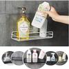 pravyta Metal Bathroom Kitchen Shelf Wall Hanging Storage Organizer Shower Caddy Kitchen Rack Self with Shampoo, Soap Holder, Magic Sticker (Black) (Black Shower Caddy) view 3