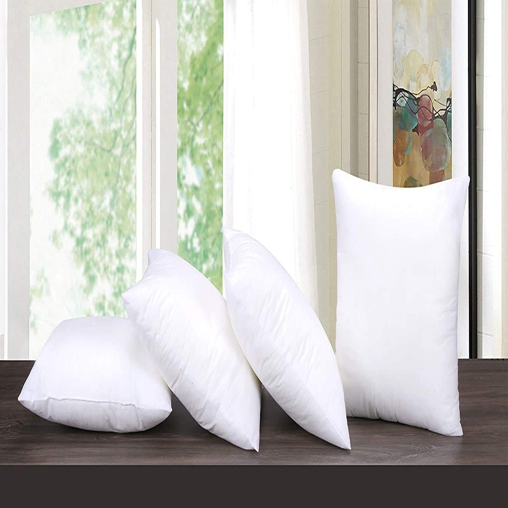 DREAMVIO Rotto Non Woven Polyester Hollow Fiber Filler Cushion/Pillow - 4 Piece, 12" X 12" (White, Dv412Filler)