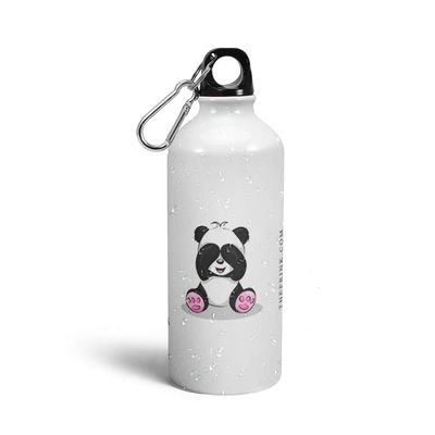 Prink Baby Panda Printed Aluminium Water Bottle 600ml | Sipper Bottle | Water Bottles | Panda Water Bottle | Printed Sipper Bottles (White, Pack of 1)