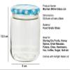 Machak Glass Jars For Kitchen Storage 500ml, Airtight, Blue Check Lids (4 Pieces) view 2