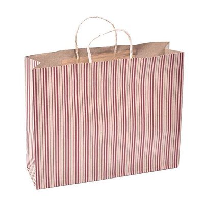 Sapco Stripe Gift Paper Carry Bag Packs for Marriage, Birthday, Holiday 10 (Brown) (15x12x4-Inch)