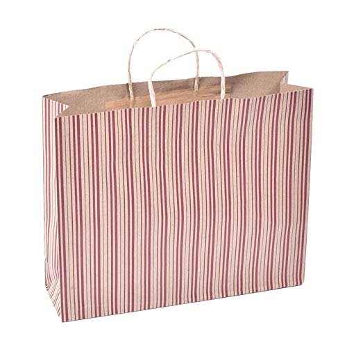 Sapco Stripe Gift Paper Carry Bag Packs for Marriage, Birthday, Holiday 10 (Brown) (15x12x4-Inch)
