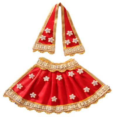 OneStoreIndia Handmade MATA Rani Lehnga & Patka/Chunri Designer Dress with Lace Work. LP- 252 (Red, Size - 5)
