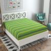 RANGBHAR Handloom Cotton Single Bedsheet Without Pillow Covers, Woven Striped Bedcover, 60 x 90 inch, Green,210 Threadcount view 2