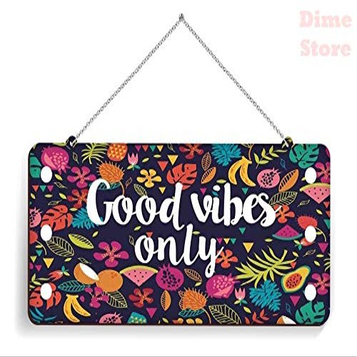 Dime Store MDF Wall Hanging Decor Sign Door Hanging Plaque Signage for Home Decor (Good Vibes)