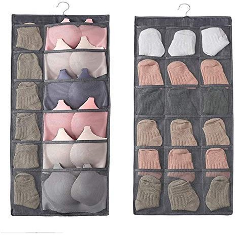 Gopendra Oxford Fabric Closet Hanging Organizer with Pockets, (Grey)