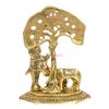 TIED RIBBONS Krishna Idol with Cow Brass Statue and Calf Under Tree Decorative Showpiece for Mothers Day, Home Puja Room Living Room Temple Decoration and Gift Items view 4