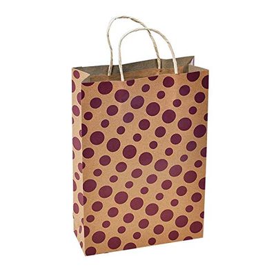 Sapco Polka Dot Gift Paper Bag Pack of 10 (9x13x3.5-Inch, Brown)