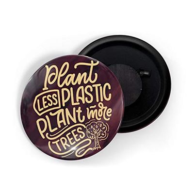 dhcrafts Fridge Magnet Red Color Plant Less Plastic Plant More Trees Glossy Finish Design Pack of 1 (58 mm)