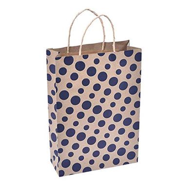 Sapco Polka Dot Gift Paper Bag Pack of 10 (9x13x3.5-Inch, Blue)