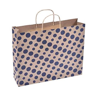 Sapco Polka Dot Gift Paper Bag Pack of 10 (15x12x4-Inch, Blue)