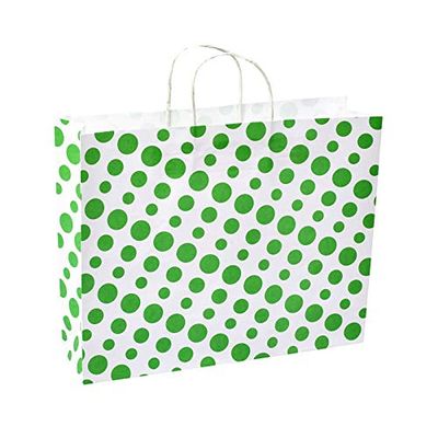 Sapco Polka Dot Gift Paper Packing Carry Bag Pack of 10(Green)(15x12x4-Inch-XL)