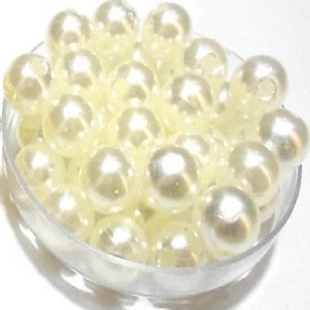RUHAILA 8 MM Cream (Off White) Plastic Beads- 200 PCS for Embriodery,Art and Craft and JEWLLERY Work