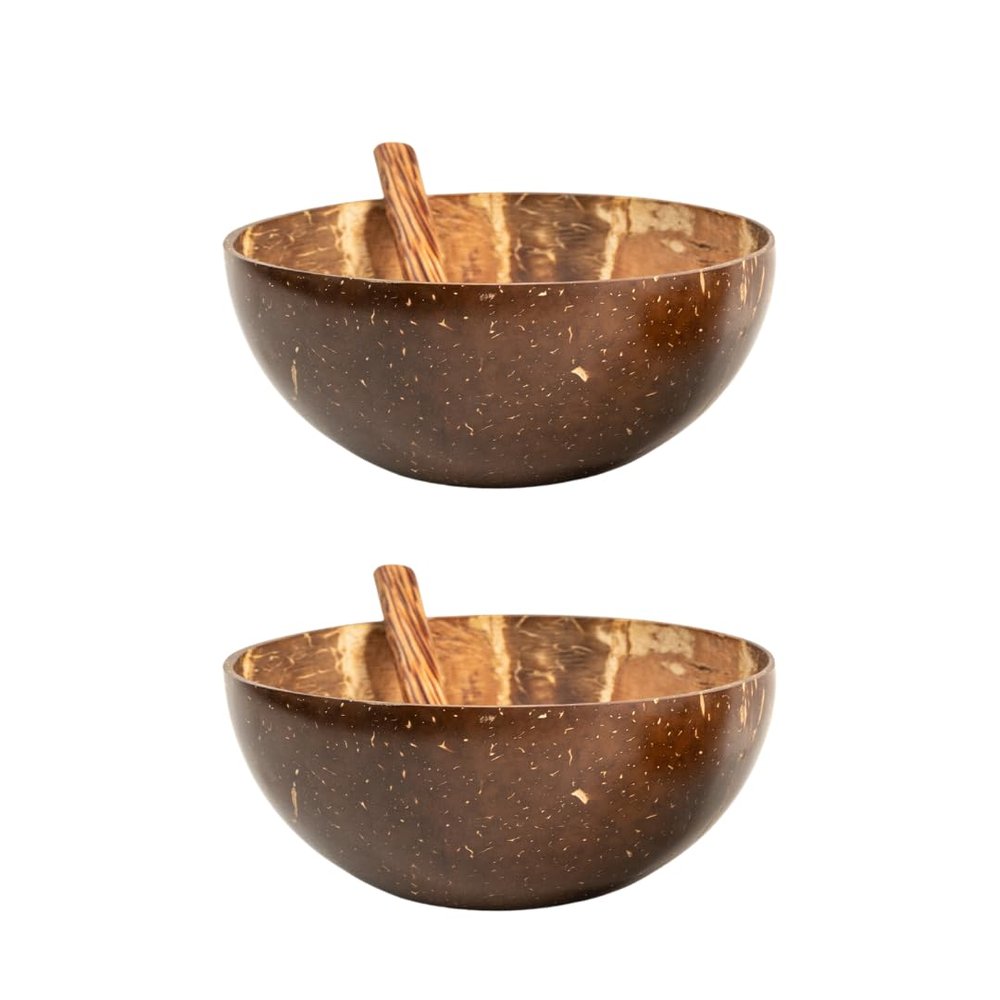 Thenga Artisan Mini Coconut Shell Bowl, 150 ML | Handmade Rustic Dessert & Chutney Bowls with Coconut Shell Spoons | Eco-Friendly Tableware for Serving Sauces, Dips & Snacks (2 Bowls + 2 Spoons Set)