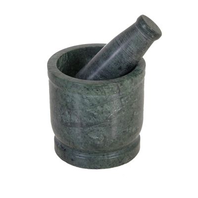 RBY Marble Mortar & Pestle Sets Ayurvedic medicine crusher bowl/Kharal/Khalbatta/Imam Dasta/Ohkli Musal/Idi Kallu/Khal Musal/Spice Grinder/Spice Masher (Green, 4 Inch)