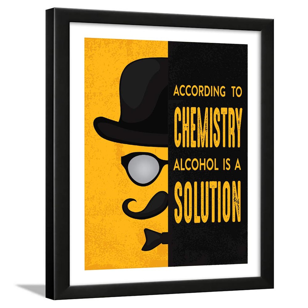 Chaka Chaundh Bar quotes frame - Whisky quotes frames - Bar poster for wall with frame, whisky quotes framed posters - Bar photo frames (14 X 11 Inches) Composite Wood (Yellow)