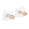 XENOTY Wooden Self Adhesive Wall Hooks Utility for Towel Bathrobe Coat Hanging, Bathroom Hooks, Sticky Door Hook - 2 Pieces view 1