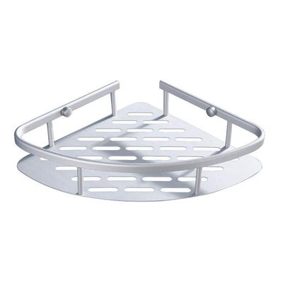 Lomesh Bathroom Corner Shelf Wall Mounted Aluminum Triangle Bathroom Rack Cosmetic Holder Single Corner (Silver)
