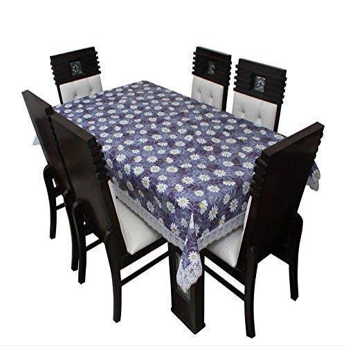 MONKDECOR Blue Flower Design PVC Printed 8 Seater Table Cover -Design-4 (Size- 60x90 inches)