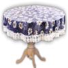 MONKDECOR Blue Flower Design PVC Printed 4 Seater Round Table Cover -Design-4 (Size- 60 inches Round) view 2