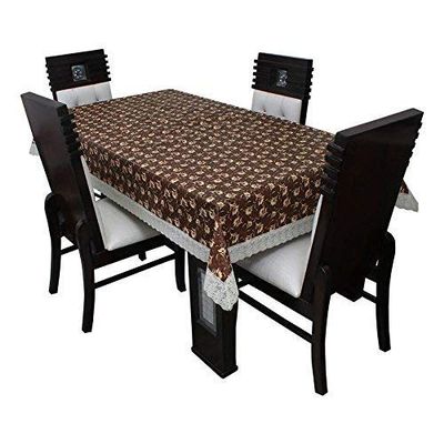 MONKDECOR Brown Leaf Design PVC Printed 8 Seater Table Cover -Design-7 (Size- 60x90 inches)