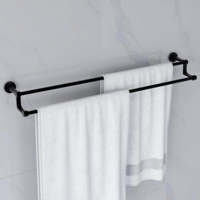 Plantex Premium Aluminium Dual Towel Rod/Bathroom Towel Holder/Towel Hanger/Towel Stand/Bathroom Accessories (24 inch) Black Finish