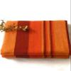 RANGBHAR Handloom Cotton Single Bedsheet Without Pillow Covers, Woven Striped Bedcover, 60 x 90 inch, Orange,210 Threadcount view 1