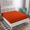 RANGBHAR Handloom Cotton Single Bedsheet Without Pillow Covers, Woven Striped Bedcover, 60 x 90 inch, Orange,210 Threadcount view 2