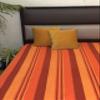 RANGBHAR Handloom Cotton Single Bedsheet Without Pillow Covers, Woven Striped Bedcover, 60 x 90 inch, Orange,210 Threadcount view 4