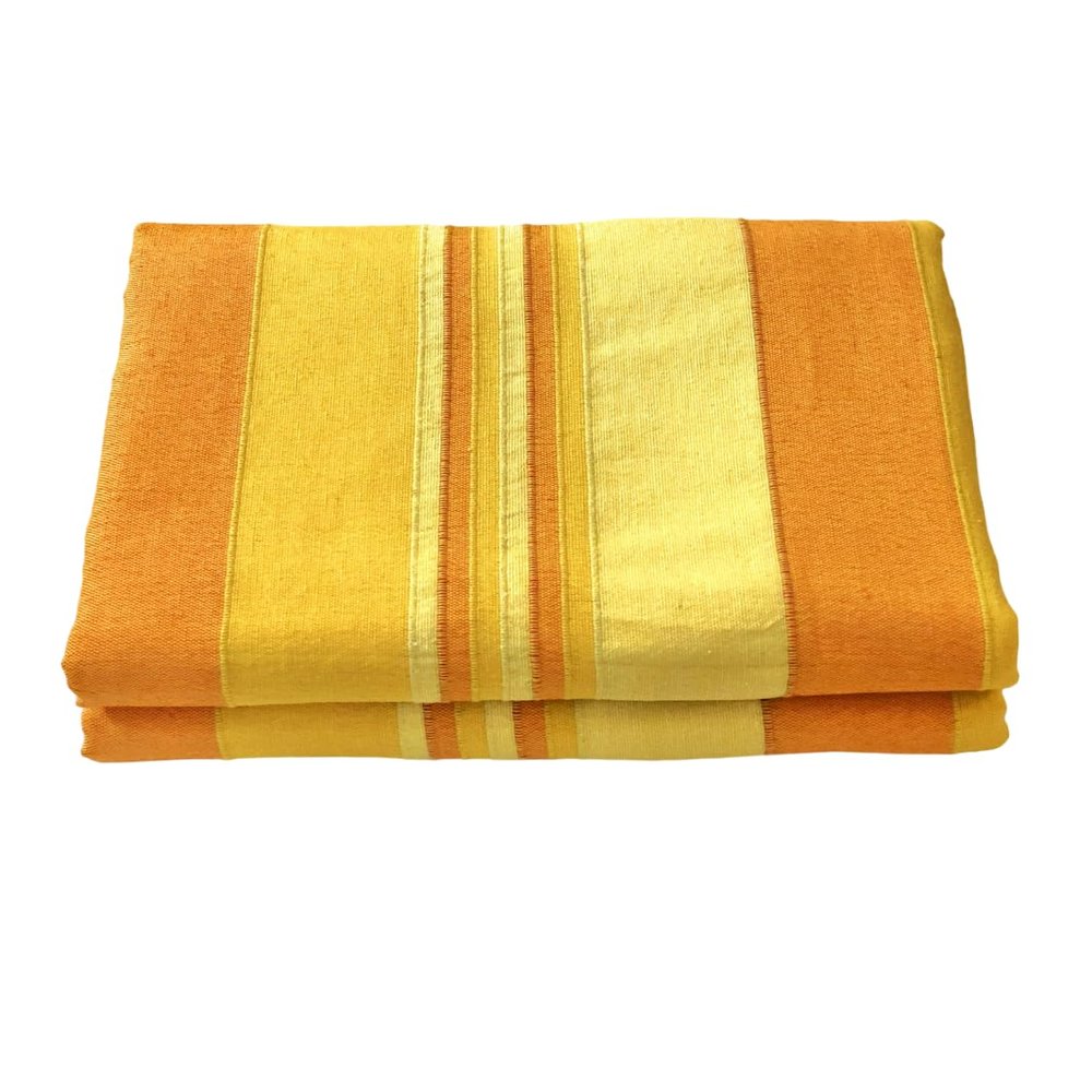 RANGBHAR Handloom Cotton Single Bedsheet Without Pillow Covers, Woven Striped Bedcover, 60 x 90 inch, Yellow,210 TC