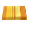 RANGBHAR Handloom Cotton Single Bedsheet Without Pillow Covers, Woven Striped Bedcover, 60 x 90 inch, Yellow,210 TC view 1
