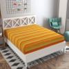 RANGBHAR Handloom Cotton Single Bedsheet Without Pillow Covers, Woven Striped Bedcover, 60 x 90 inch, Yellow,210 TC view 2